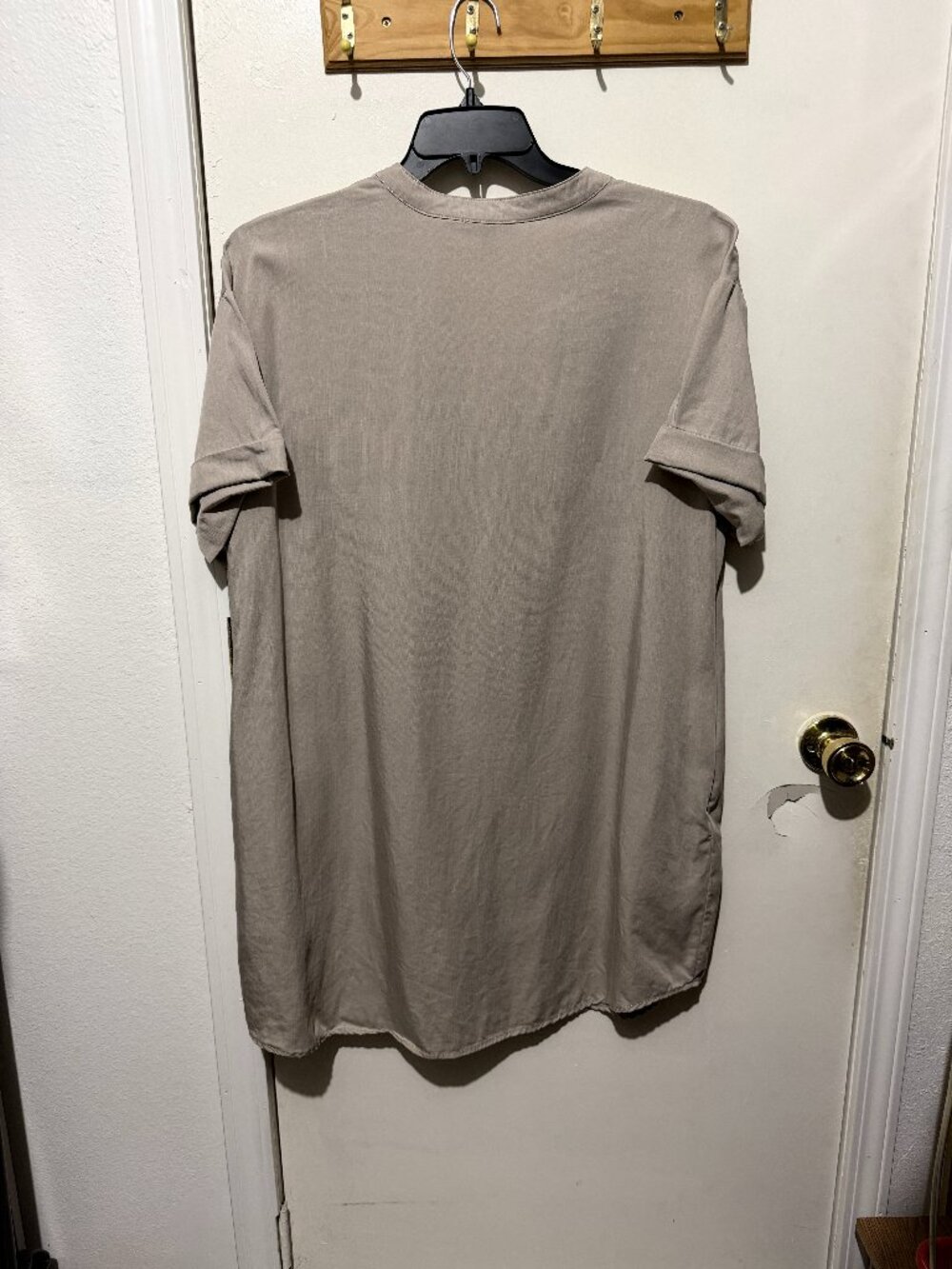 Hilary Radley Beige V-Neck Cuffed Short Sleeve Tunic Shirt Dress - XXL - Picture 6 of 9